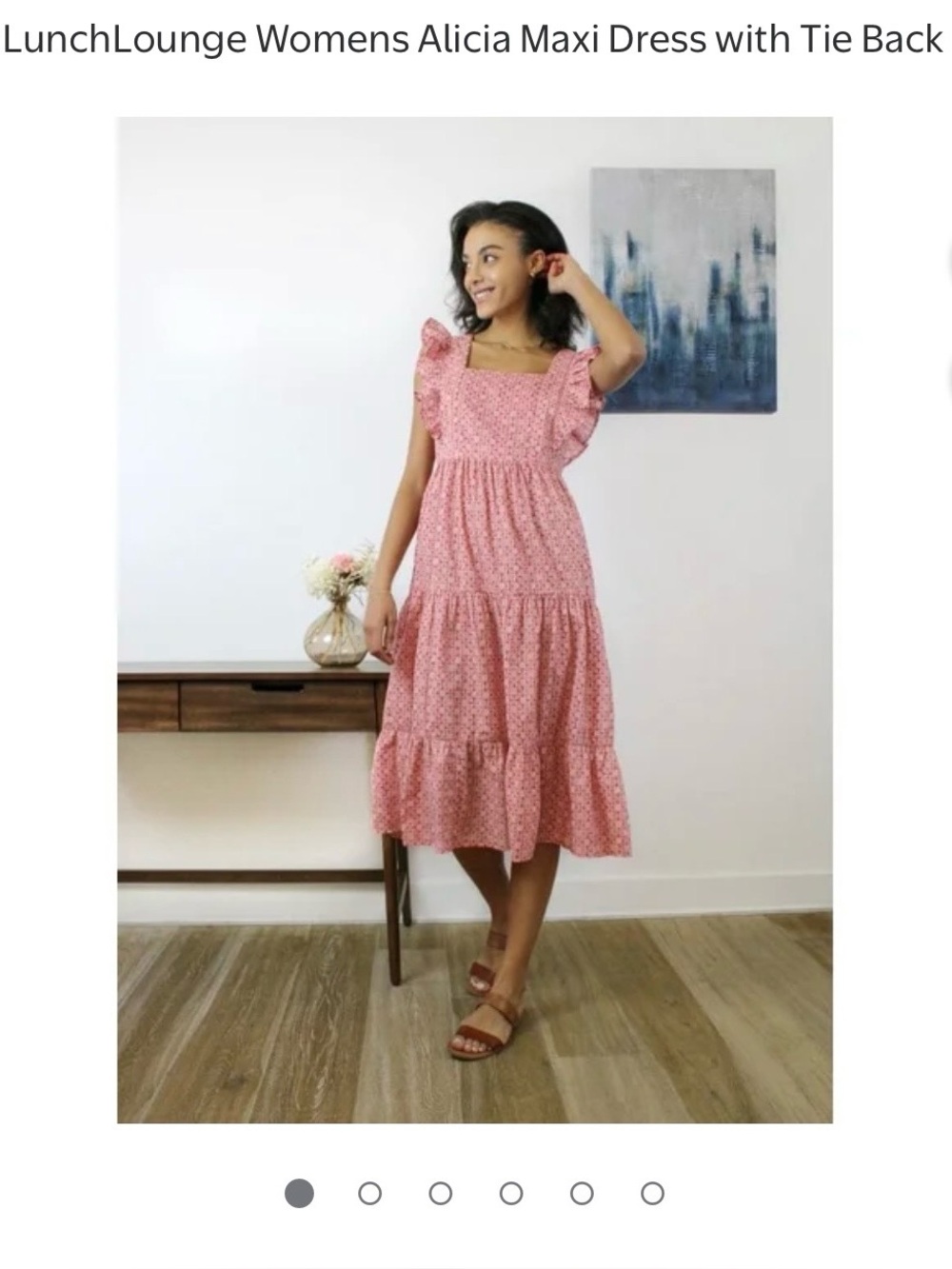100% Cotton beachlunchlounge Alicia Maxi Dress with Tie Back Tiered Maxi Small - Picture 4 of 5